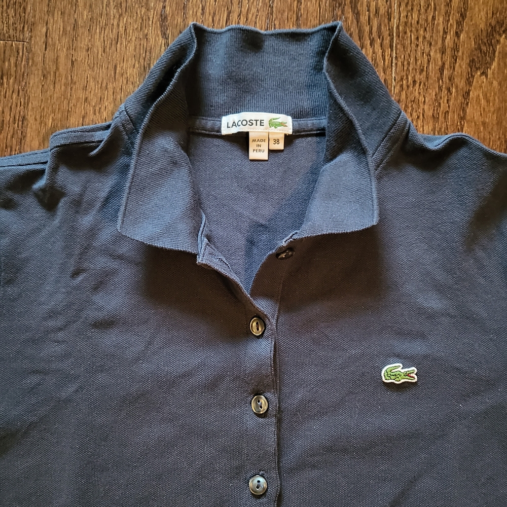 *SOLD* Lacoste 5 Buttons Navy Polo Shirt, Size 38